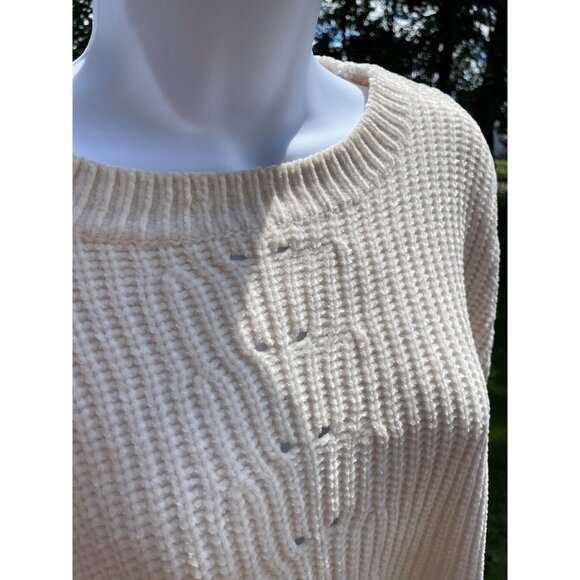 Cream Luv Lane Knit Sweater Womens S 100% Polyester Long Sleeve Pullover - Picture 7 of 8